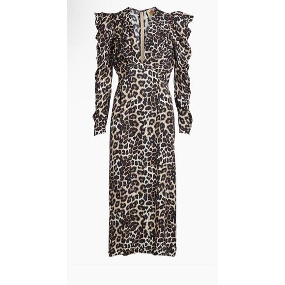 Farm Rio Dresses & Skirts - New Farm Rio Leopard V-Neck Midi-Dress In Natural Cream Size M $230